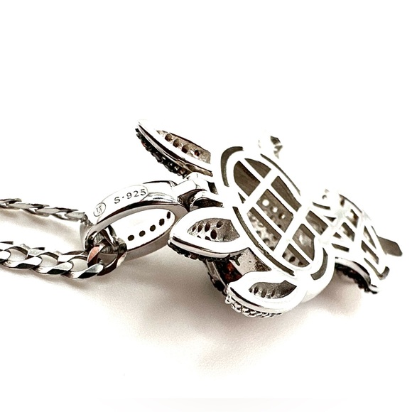 Iced Out 925 Solid Sterling Silver 3D PowerPuff Girls Necklace - Picture 5 of 11